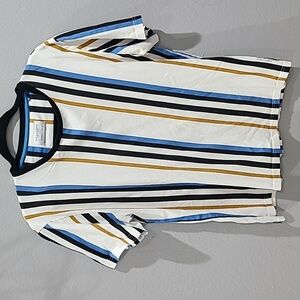 Men's Denim & Flower Striped shirt | Large | 100% Cotton